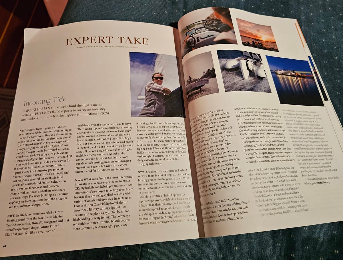 Future Tides featured in Northwest Yachting